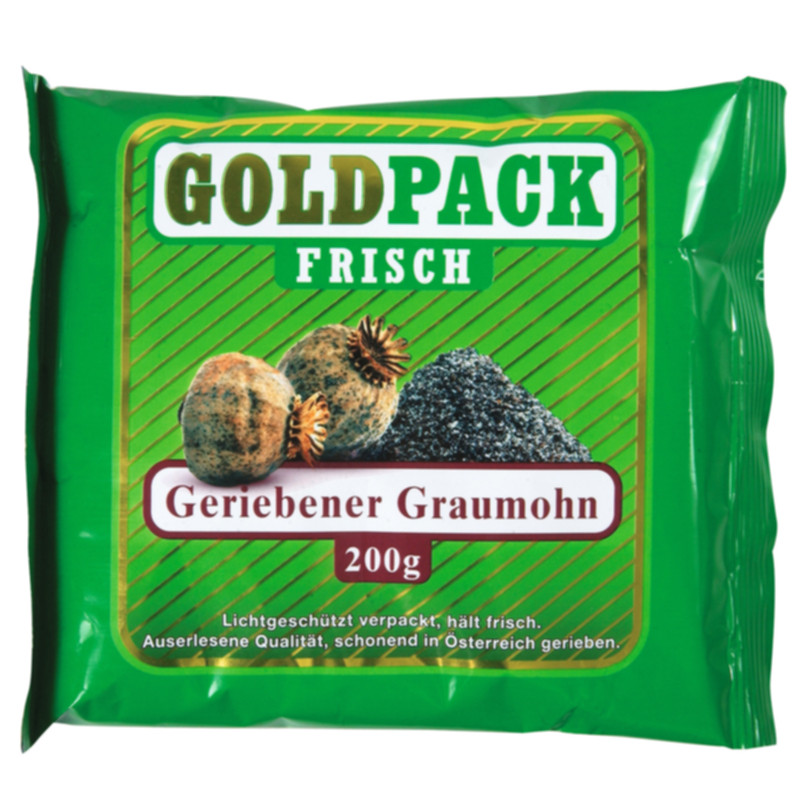 Goldpack Österreichischer Graumohn gerieben 200 g aromatischer Mohn für Backen und Küche